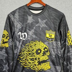 Liquid Death Long Sleeve Jersey Melting Skull Star Camo Black Yellow Small